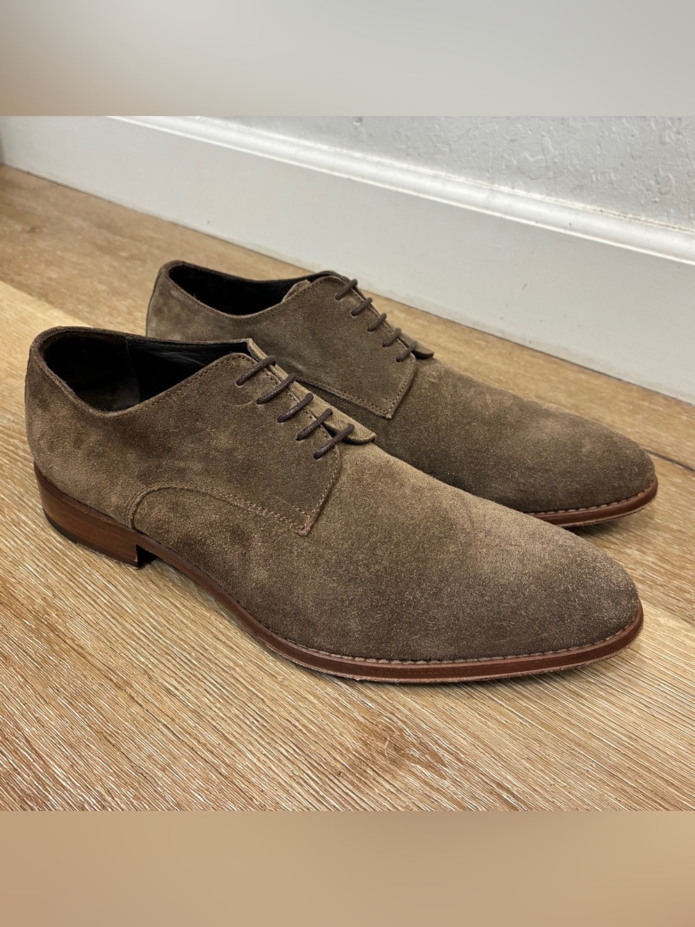 To Boot New York Dario Derby Brown Suede Classic Plain-Toe Shoes Italy Size 9